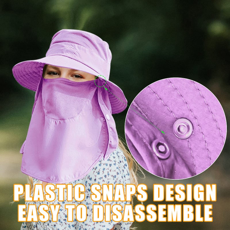 Outrip Fishing Hat for Men & Women, Outdoor UV Sun Protection Wide Brim Hat with Face Cover & Neck Flap Purple - Image 3